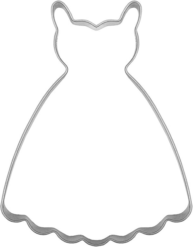 Large Size Dress Shaped Cookie Cutter, Stainless Steel Suspenders Princess Dress Wedding Dress Cookie Cutter, 4.4 Inches