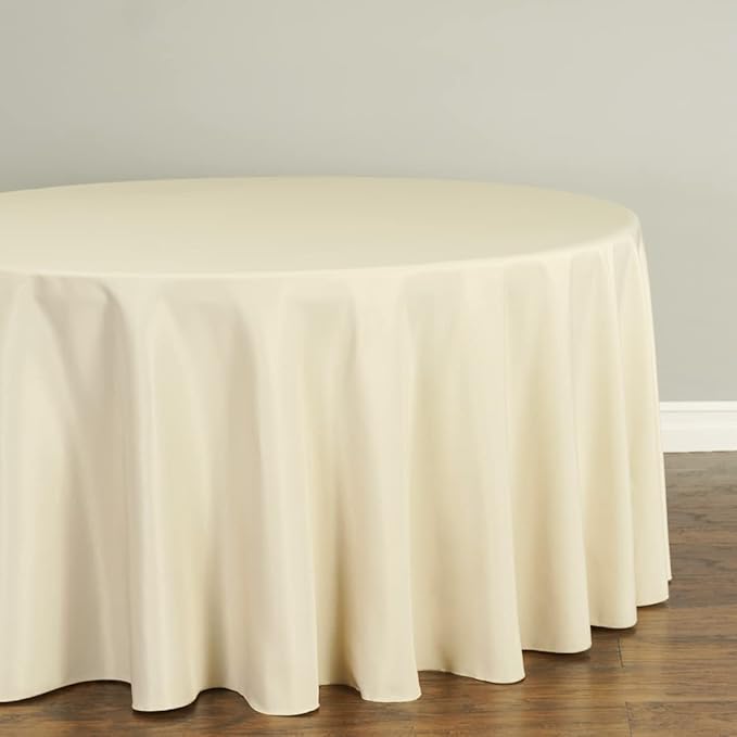 LTC LINENS 2 Pack 108 Inch Round Tablecloth Beige - Great for 48 Inch Round Table Floor Length - Wrinkle Resistant Polyester Fabric Cloth for Wedding