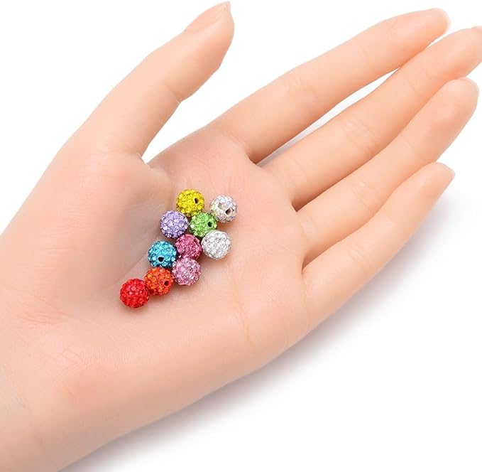 25pcs Adabele Grade A Suncatcher Crystal Rhinestone Pave Loose Beads 8mm Sun Orange Polymer Clay Disco Ball Spacers Compatible with Shamballa All Craft Jewelry Making DB8-12