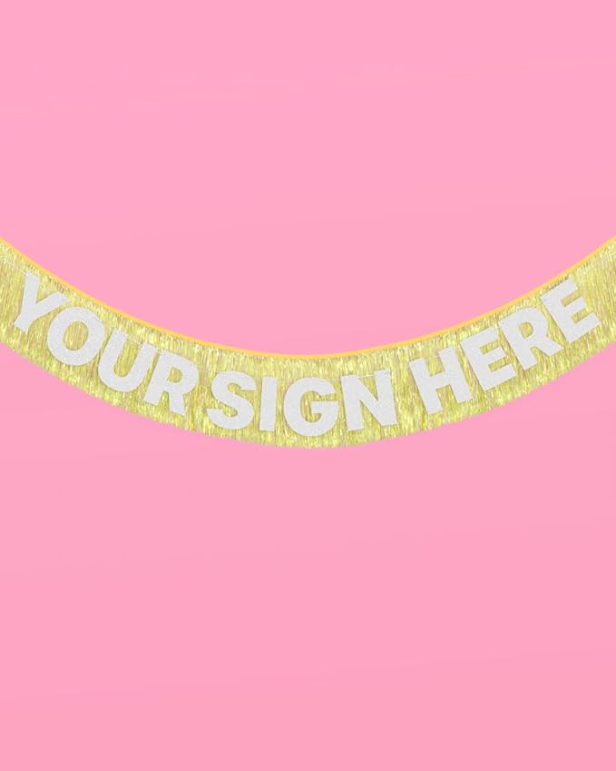 xo, Fetti Yellow Fringe Banner - 5 Ft. | Groovy Bachelorette Party Decorations, Pastel Preppy Birthday Party Decor, Smiley Baby Shower Supplies, Photo Booth Backdrop, HBD