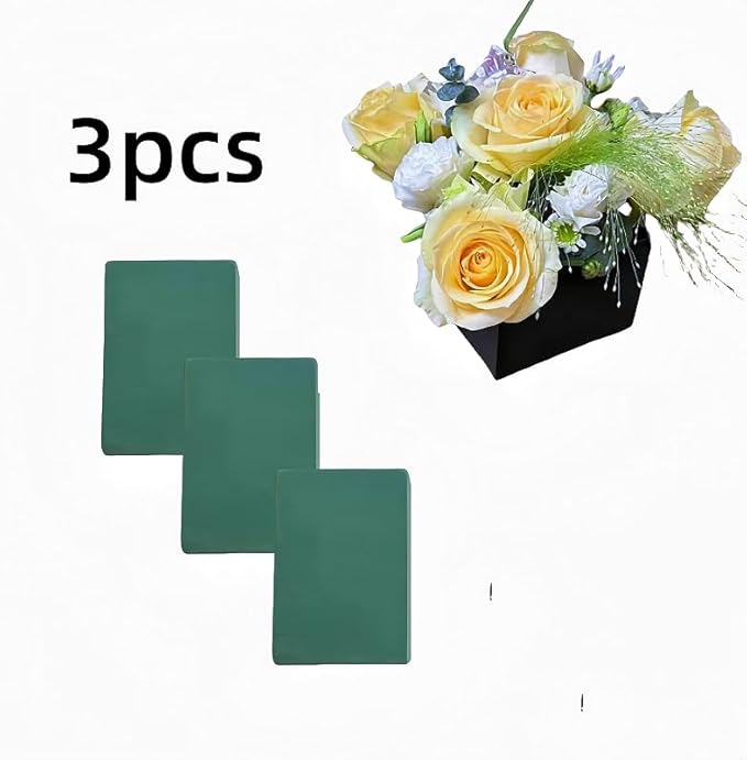 3 Pack Square Floral Foam Blocks – Strong Water Absorption & Moisture Retention, Easy to Cut & Shape, Wet & Dry Use, Ideal for Weddings, Parties, DIY Crafts, Florists & Home Decor