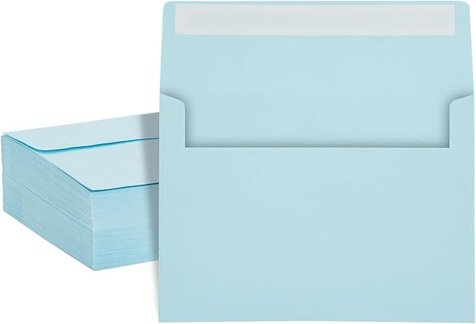 A7 Invitation Envelopes - Peel & Press - 24lb Heavy Duty Envelopes for Wedding Baby Shower Birthday Invitations - 5 1/4" x 7 1/4" (Pastel Blue, 50)