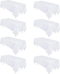 8 Pack White Table Cloth 60 x 126 Inch Rectangular Tablecloths for 8 Foot Rectangle Tables, Wrinkle Resistant White Tablecloth Washable Polyester Fabric Table Covers for Buffet Wedding Party Banquet