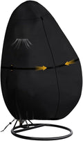 Outdoor Egg Chair Cover Waterproof with Zipper, UV Resistant & Windproof All-Weather Hanging Egg Chair Cover, Fade and Tear Resistant Hanging Chair Covers, 91" x 80", Black