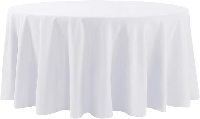 120 inch Round Tablecloth Washable Polyester Table Cloth Decorative Table Cover for Wedding Party Dining Banquet (120 inch,White)