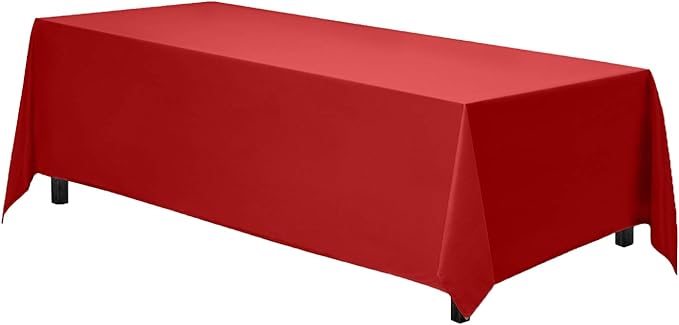 Gee Di Moda Rectangle Tablecloth - 70 x 120 Inch Red Table Cloth for 6 or 8 Foot Rectangle Table - Heavy Duty Washable Fabric - for Buffet Table, Holiday Party, Dinner, Wedding & Baby Shower