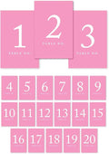 Andaz Press Table Numbers 1-20 on Perforated Paper, Pink, 4x6-inch Single Sided Sign, 1-Set, For Weddings, Girl Baptism Table Decor