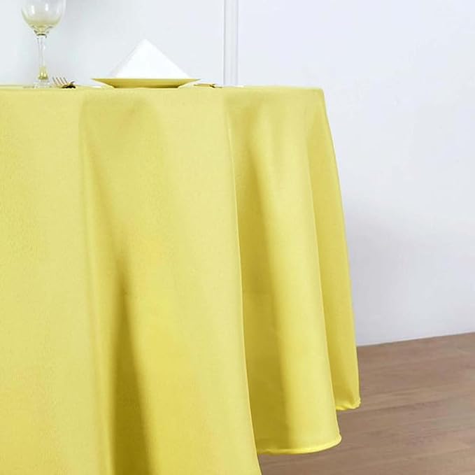 Efavormart Round Tablecloth, 90 Inch Stain & Wrinkle Resistant Washable Table Cloth, Decorative Polyester Fabric Table Cover for Banquet, Wedding, Dining- Yellow