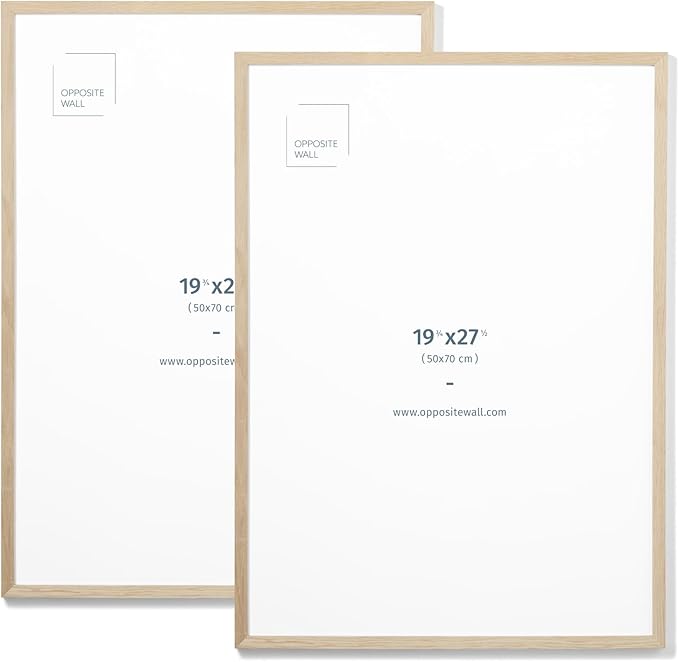 Opposite Wall - 50x70 cm - Natural Oak Wood Picture Frame - Lightweight, Versatile & Shatterproof - Wall Hanging Photo or Poster Frame - 19 3/4 x 27 1/2 in - 2 Pack