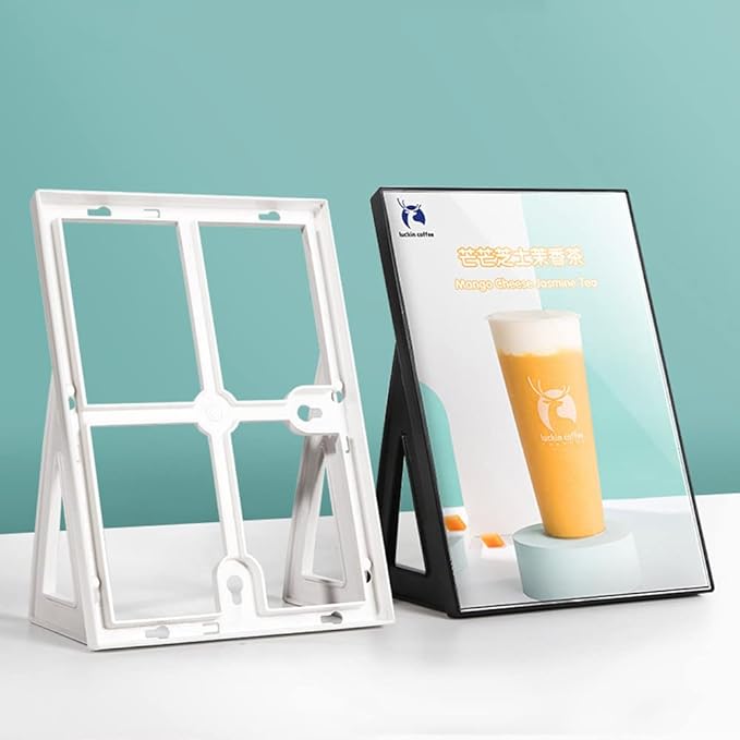 ABS Plastic Sign Holder，Menu Displays L Shape Sign Stand Vertical/Horizontal Use (White A4 210×297mm/8.27×11.69inches)