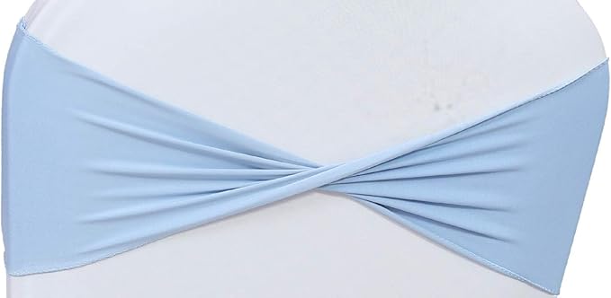 VDS Pack of 25 PCS | Baby Blue | Spandex Chair Sashes Bows Without Buckle | Stretch Elastic Banquet Universal Folding Chair Band Tie with for Wedding Party Conference Celebration Event Decoration