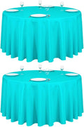 LTC LINENS 2 Pack 120 Inch Round Tablecloth Turquoise - Great for 60 Inch Round Table Floor Length - Washable, Wrinkle Resistant Polyester Fabric Cloth for Parties