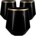 40 count Diamond Unbreakable Stemless Plastic Wine Champagne Whiskey Glasses Elegant Durable Disposable Indoor Outdoor Ideal for Home, Office, Bars, Wedding, 12 Ounce Cups (Diamond Black Matte Gold)