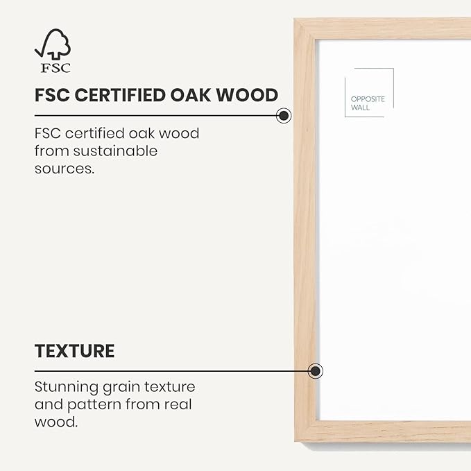 Opposite Wall - 16x16 in - Natural Solid Oak Wood Picture Frame - Lightweight, Versatile & Shatterproof - Wall Hanging Poster or Photo Frame - Wall Decor for Office, Gallery & Home - 2 Pack