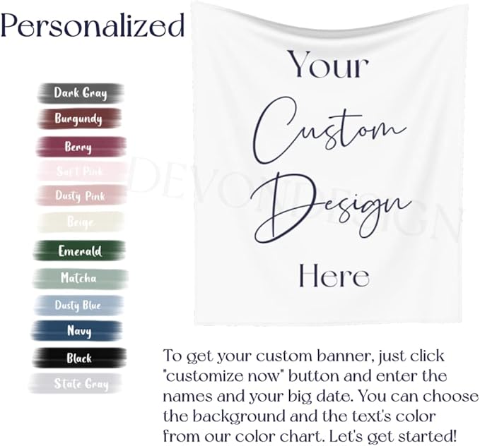 Custom Tapestry - Create Your Own Personalized Backdrop Wall Hanging Art - Upload Your Photo Text - Engagement & Wedding Banner