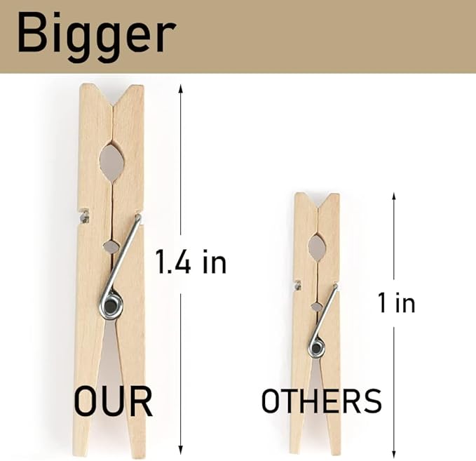 1.4 Inch Mini Clothes Pins for Photo, 130 Pcs Small Clothes Pins, Wooden Clothespins for Baby Shower, Party, Crafts DIY Project
