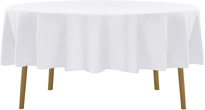 Cupuamon 90 inch Round Tablecloth Washable Polyester Table Cloth Decorative Table Cover for Wedding Party Dining Banquet（90 inch,White）