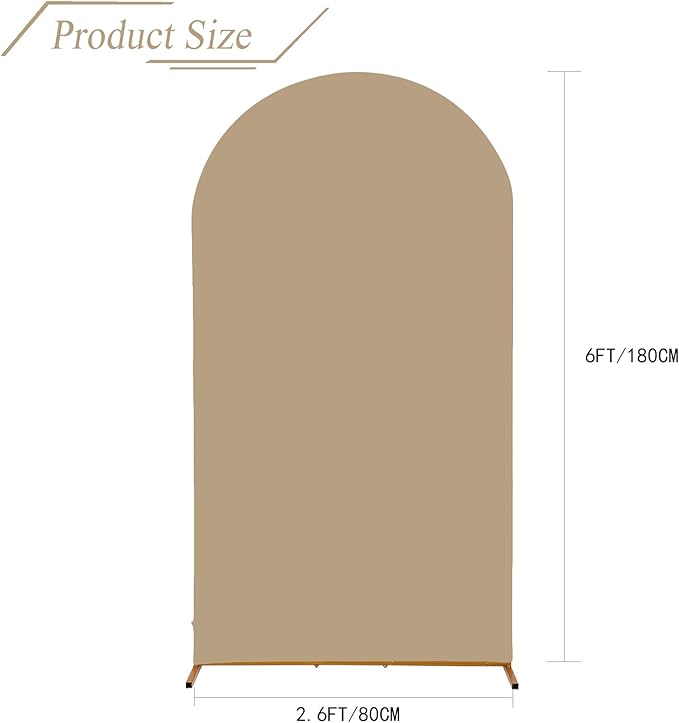 bricia Wedding Arch Backdrop Stand Cover, 6FT Double Sided Stretchy Arch Cover Fitted Wedding Birthday Party Banquet Decoration (Champagne 72''Lx31.2''W)