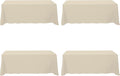 BRILLMAX 4 Pack Beige Tablecloths for 8 Foot Rectangle Tables 90 x 156 Inch - 8ft Rectangular Bulk Linen Polyester Fabric Washable Cloth Cover for Wedding Reception Banquet Birthday Party