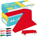 Red Plastic Table Cover Roll - 54IN x 300FT, Table Cloth for Rectangle Table with Slide Cutter, Plastic Table Cloth Disposable with Cut-to-Size Design for Weddings, Banquets, Parties