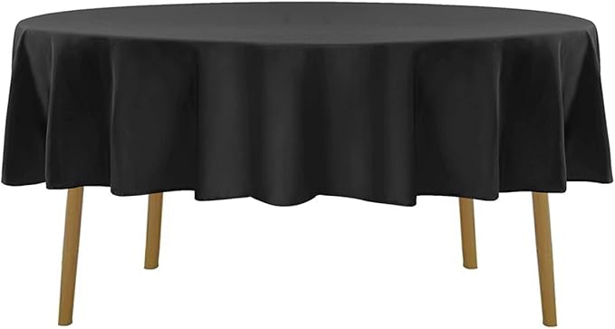 70 inch Round Tablecloth Washable Polyester Table Cloth Decorative Table Cover for Wedding Party Dining Banquet（70 inch,Black）