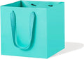 Teal Blue Paper Gift Bag 12 in Large Gift Box Square Bottom Kraft Paper Bags with Handles for Wedding Baby Shower Birthday Party (Teal Blue, 12 x 12 x 12 in, 10 CT)