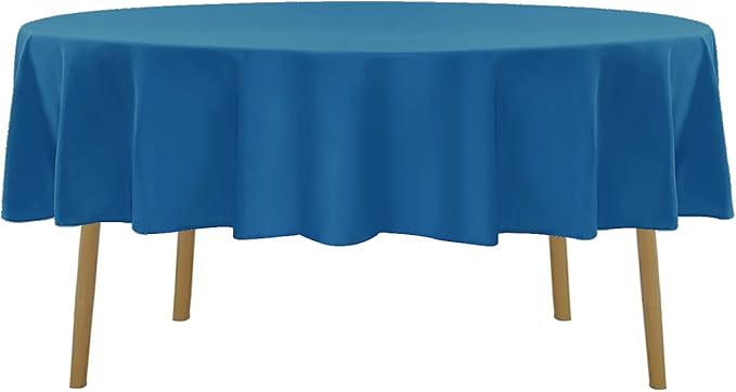 90 inch Round Tablecloth Washable Polyester Table Cloth Decorative Table Cover for Wedding Party Dining Banquet（90 inch, Mediterranean Blue）