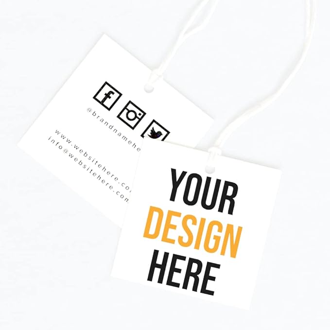 500 Pcs Custom Hang Tags,Personalized Your Logo Photo and Text Design Price Tags Jewelry Hang Tags Labels (Gift Tag Rope)