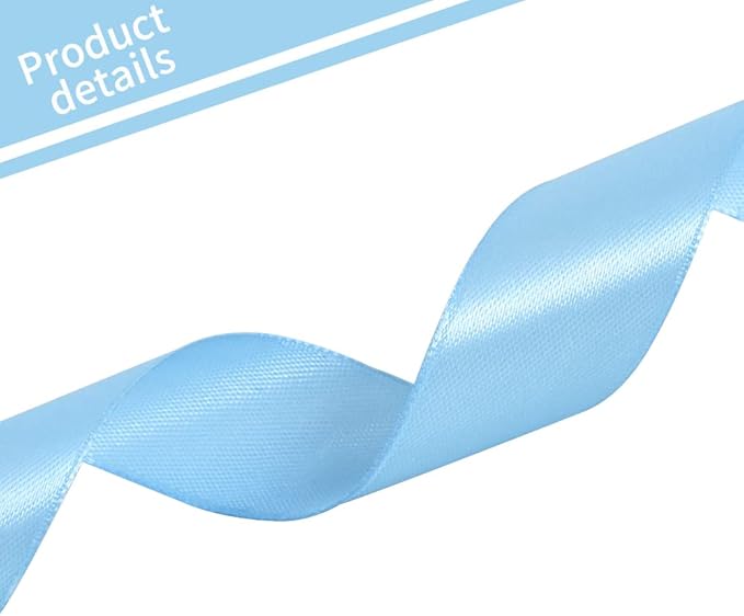 TONIFUL 1 Inch x 100yds Sky Blue Satin Ribbon, Thin Solid Color Satin Ribbon for Gift Wrapping, Crafts, Hair Bows Making, Wedding Party Decoration, Invitation Cards, Floral Bouquets