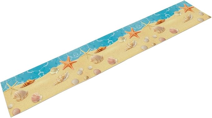 Sea Turtle Table Runner Marine Life Starfish Nautical Blue Green Ocean Theme Kitchen Table Decorations for Indoor Outdoor Home Party Decorations 13 * 70 Inch