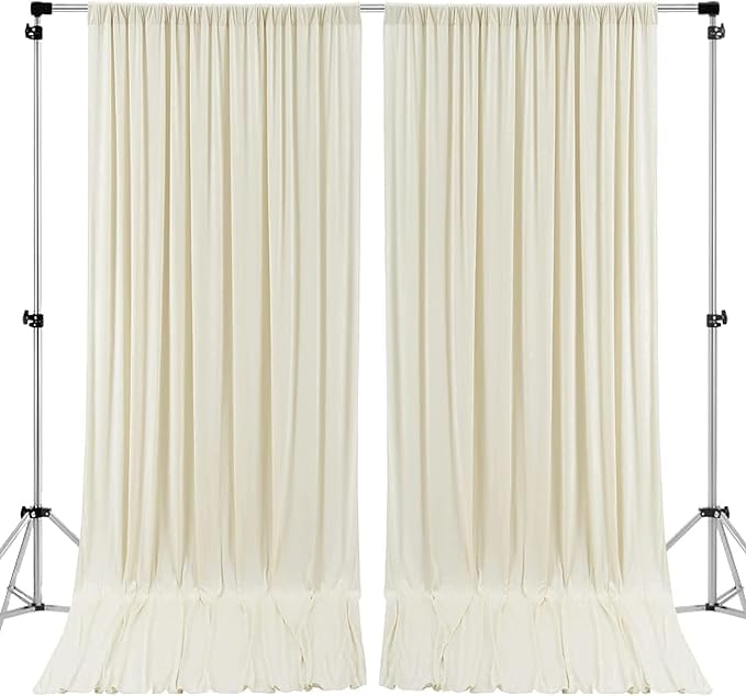 AK TRADING CO. 10 feet x 10 feet IFR Polyester Backdrop Drapes Curtains Panels with 4" Rod Pockets (Rod Not Included) - Wedding Ceremony Party Home Window Decorations - Ivory