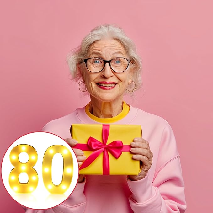 80th Birthday Decorations for Women Men,Happy 80 Birthday Decorations for Centerpieces Table,80 Light Up Numbers Sign Led for Party Backdrop Wall Decor for Wedding Anniversary Home