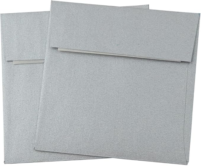LUXPaper Square Invitation Envelopes | Peel & Press | 3 1/4" x 3 1/4" | Silver Metallic | 80lb. Text | 50 Qty