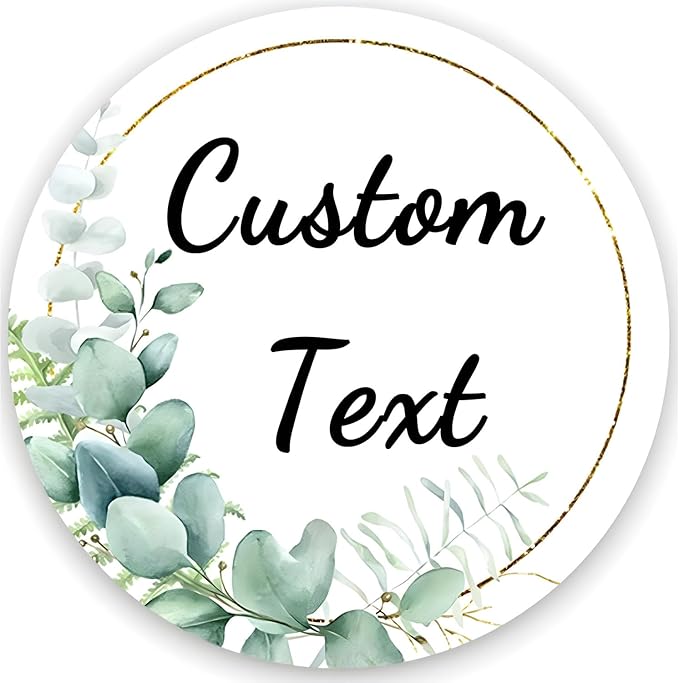 Custom Stickers for Weddings, Birthdays & Businesses - Personalized Labels with Your Logo - Waterproof, Fade and Heat Resistant - Pack of 100-1000 (Wreath C, 2 Inch)