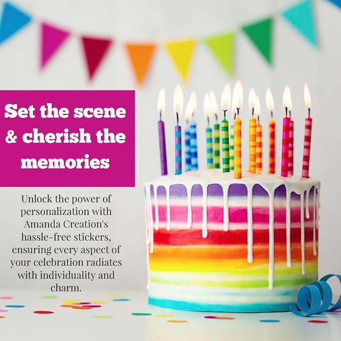 Custom & Personalized Happy Birthday to You Gift Tag Sticker Labels in Pastel Colors for Girls, 40 2" Party Circle Stickers by AmandaCreation, Also Great for Envelope Seals & Gift Bags