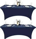 2-Pack 8ft Spandex Table Covers for Rectangle Folding Tables - Washable Elastic Tablecloth - Ultimate Fitted Table Protector for Birthday Parties, Trade Shows, Banquet
