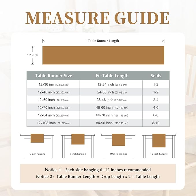 2 Pack Blue Table Runner 12 x 90 Inch Solid Color Farmhouse Runners Coffee Table Dresser for Daily Party Home Decoration