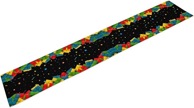 Building Blocks Colorful Blocks Table Runner for Kids Teens Bedroom Living Room Kitchen Birthday Party Decor - 13x36 Inch