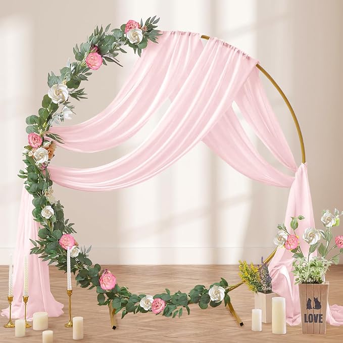 Pink Wedding Arch Draping Fabric 29" x 20 FT Blush Drapes for Backdrop Sheer Curtains Wedding Drapes for Romantic Bridal Baby Shower Decorations Ceremony Birthday Party Fall Outdoor Events