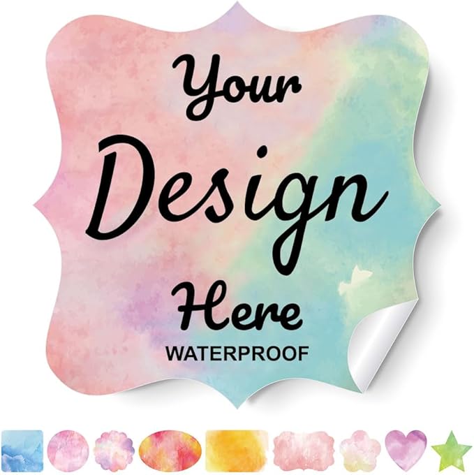 Custom Stickers - Personalized Labels with Fancy Frame, 4.5"x4.5", 100 Labels (Vinyl, Waterproof, Custom Style, Die-cut, Outdoor Use, Stickers)