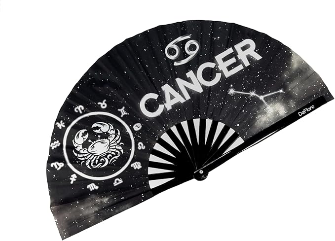 DeFlare | Cosmic Zodiac Rave Fan | Zodiac Sign Hand Fan | Astrology Rave Fan | Hand Fan | Large Rave Fan | Large Clacking Fan
