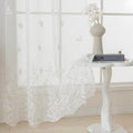 VISIONTEX White Sheer Voile Curtains, Decorative White Embossed Butterflies Rod Pocket Window Drapes for Home Kitchen, Living Room and Bedroom 54 x 63 Inch, Set of 2 Curtain Panels