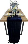 Luxurious Velvet Table Runner, 10ft Wedding Reception Decorations, 20x120inch Soft Velvet Fabric, Table Linen Overlay, Wedding Table Runners (Navy Blue, 20X120inch)