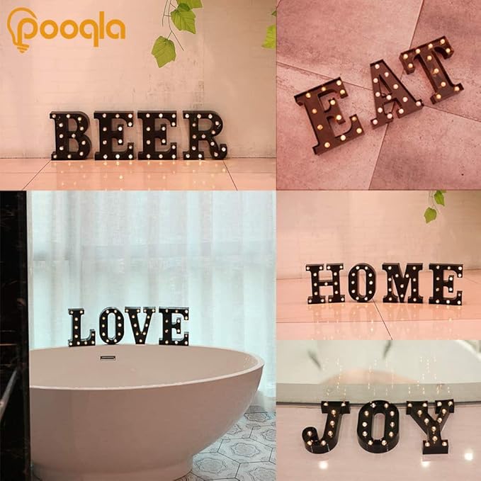 LED Illuminated Letter Marquee Sign - Alphabet Decorative Letters with Lights For Wedding Birthday Party Christmas Night Light Lamp Home Bar Decoration (G - Black)