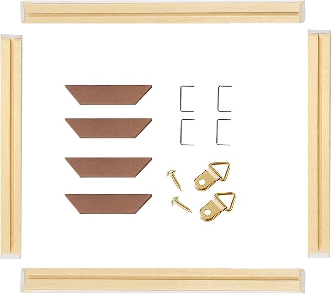 4pcs DIY Wooden Canvas Stretcher Bars Canvas Frame Kit for Gallery Wraps – Sturdy Solid Wood Bars for Oil Paintings, Gallery, Posters, Diamond Painting, Home Studio Wall Decor