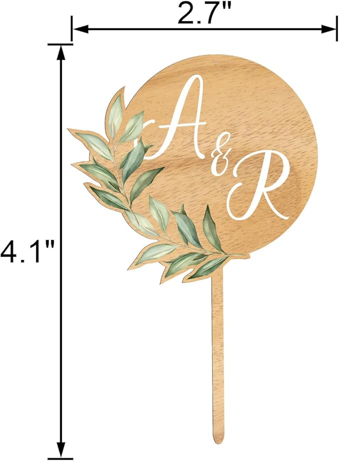 Custom Cupcake Toppers Cake Decorations in Wood for Wedding Engagement Baby Shower Birthday Party etc. (Design A / 36 PCS)