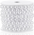 Flat Pearl Garland String 11 Yards, 10MM Half-Round Beaded Spool Roll Crafts for Wedding Decoration (White)