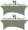124 2-Pack 8ft Spandex Table Covers for Rectangle Folding Tables - Washable Elastic Tablecloth - Ultimate Fitted Table Protector for Parties, Banquet, and Wedding