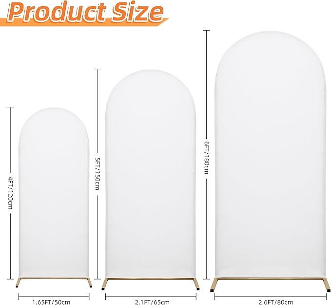 Wedding Arch Cover 6FT Arch Backdrop Cover Spandex Fitted Arch Cover for Round Top Chiara Backdrop Stand Covers for Wedding Birthday Party Baby Shower Banquet Ceremony Decoration