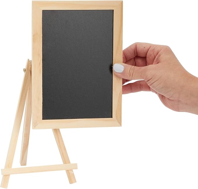 Juvale Mini Chalkboard Signs with Stand - 6-Pack Wood-Framed Tabletop Chalkboard Sign, 7x7x4 in (6x4 in Writing Area), Black - Reusable Double-Sided Boards for Weddings, Coffee Shops & Events